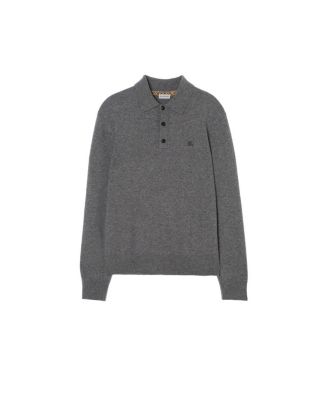 Long-Sleeve Cashmere Blend Polo Shirt