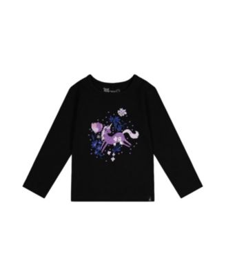 Girls' Organic Cotton Glitter Graphic Jersey T-Shirt - Little Kid