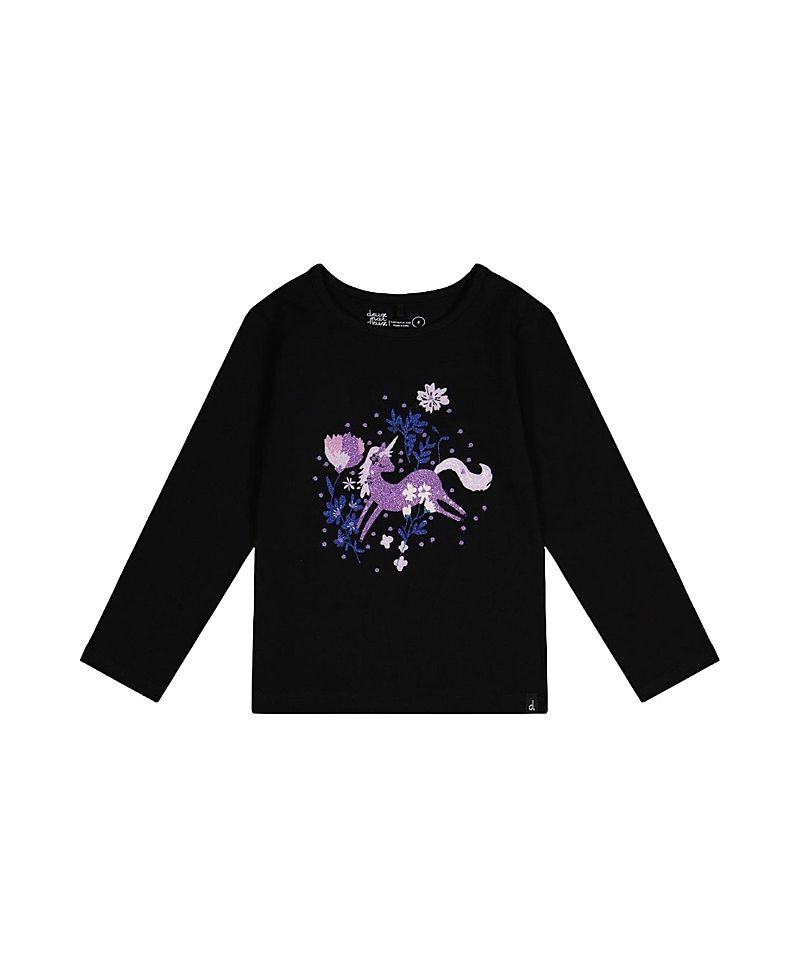 Deux par Deux Girls' Organic Cotton Glitter Graphic Jersey T-Shirt - Little Kid