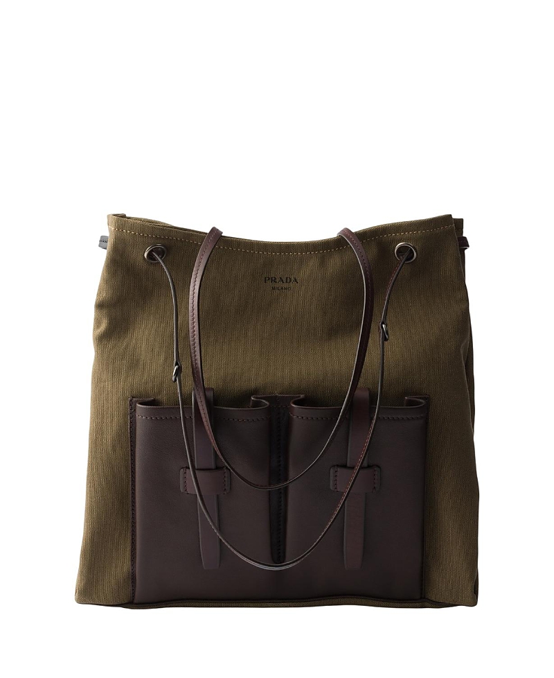 Prada Route Large Canvas And Leather Bag