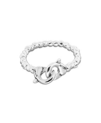 Sterling Silver Plated Ball Bracelet with Interlocking Carabiner Detail