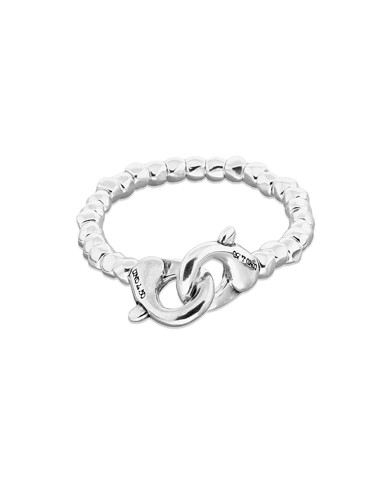 UNOde50 Sterling Silver Plated Ball Bracelet with Interlocking Carabiner Detail