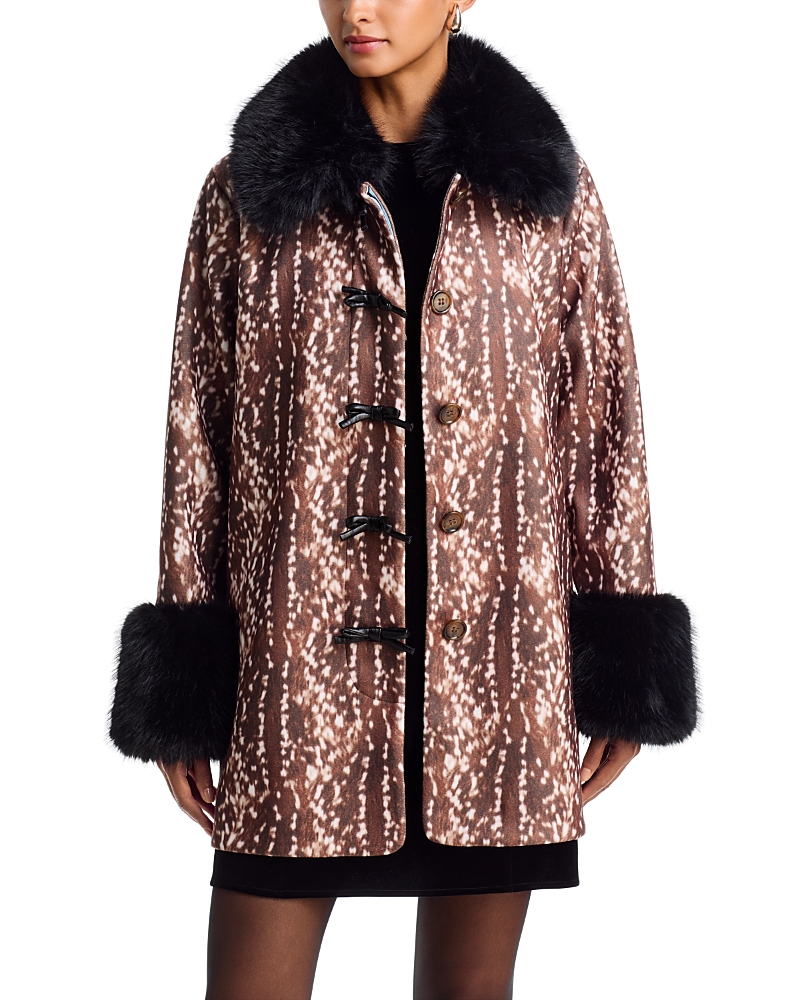 Aqua x Nicky Hilton Faux Fur Trim Bow Detail Jacket - Exclusive