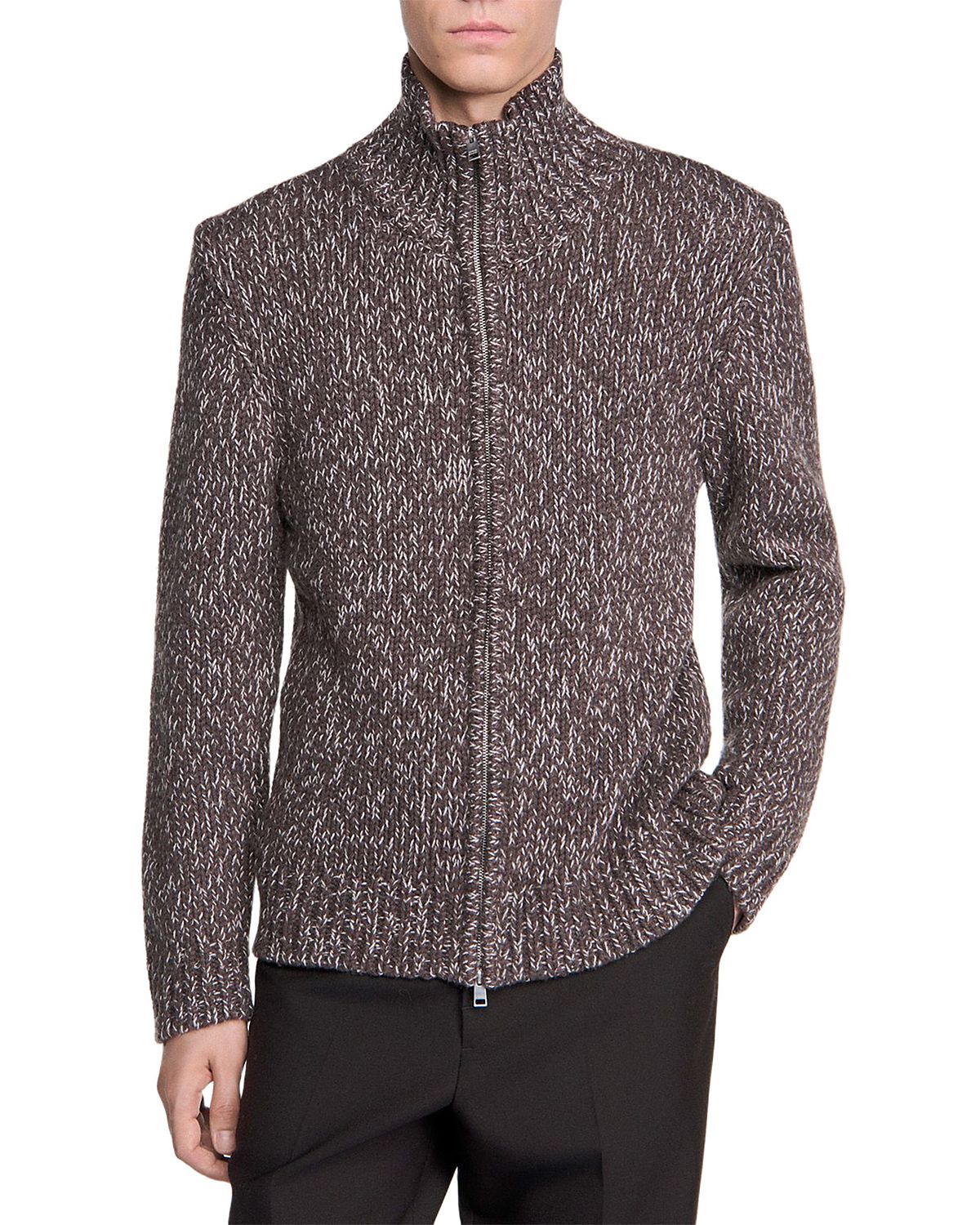 Sandro Textured Zip Cardigan Sweater