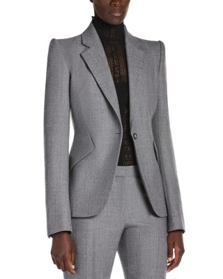 Wool Single Breasted Button Front Blazer