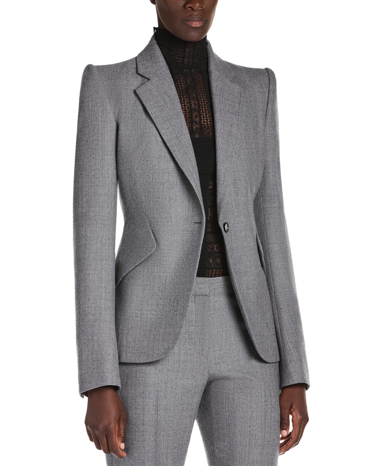 Wool Single Breasted Button Front Blazer