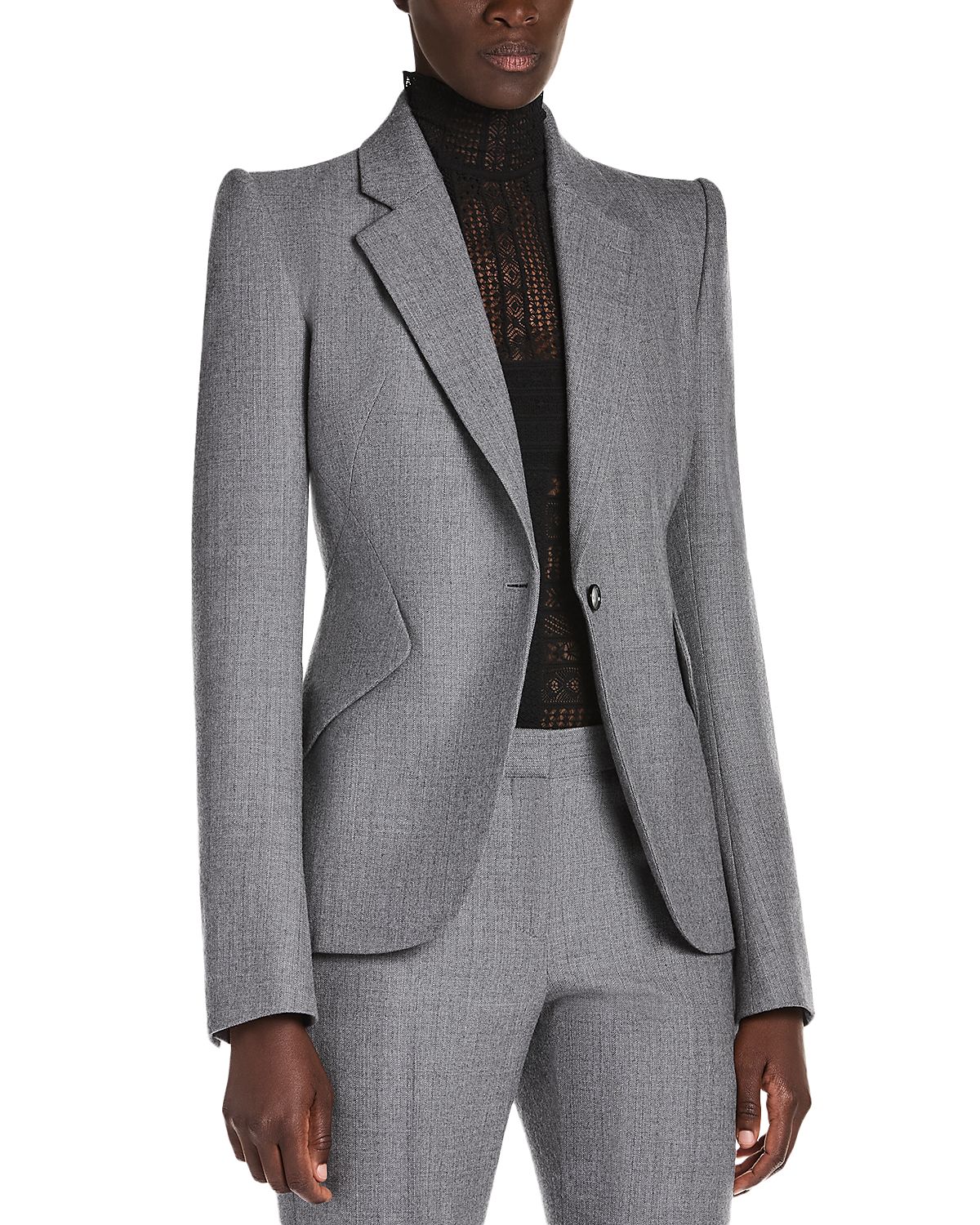 McQueen Wool Single Breasted Button Front Blazer