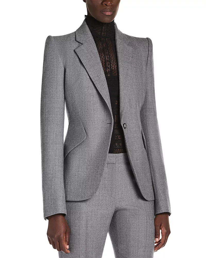 McQueen Wool Single Breasted Button Front Blazer
