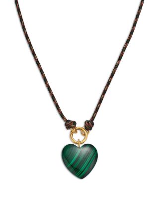 Zoe Chicco 14K Yellow Gold The New Stone Age Malachite Heart Paracord Enhancer Necklace, 18