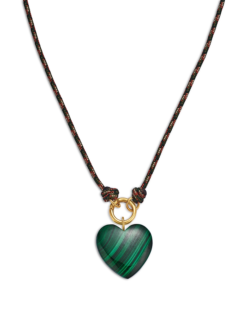 Zoe Chicco 14K Yellow Gold The New Stone Age Malachite Heart Paracord Enhancer Necklace, 18