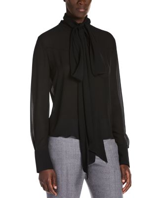 Tie Neck Silk Shirt