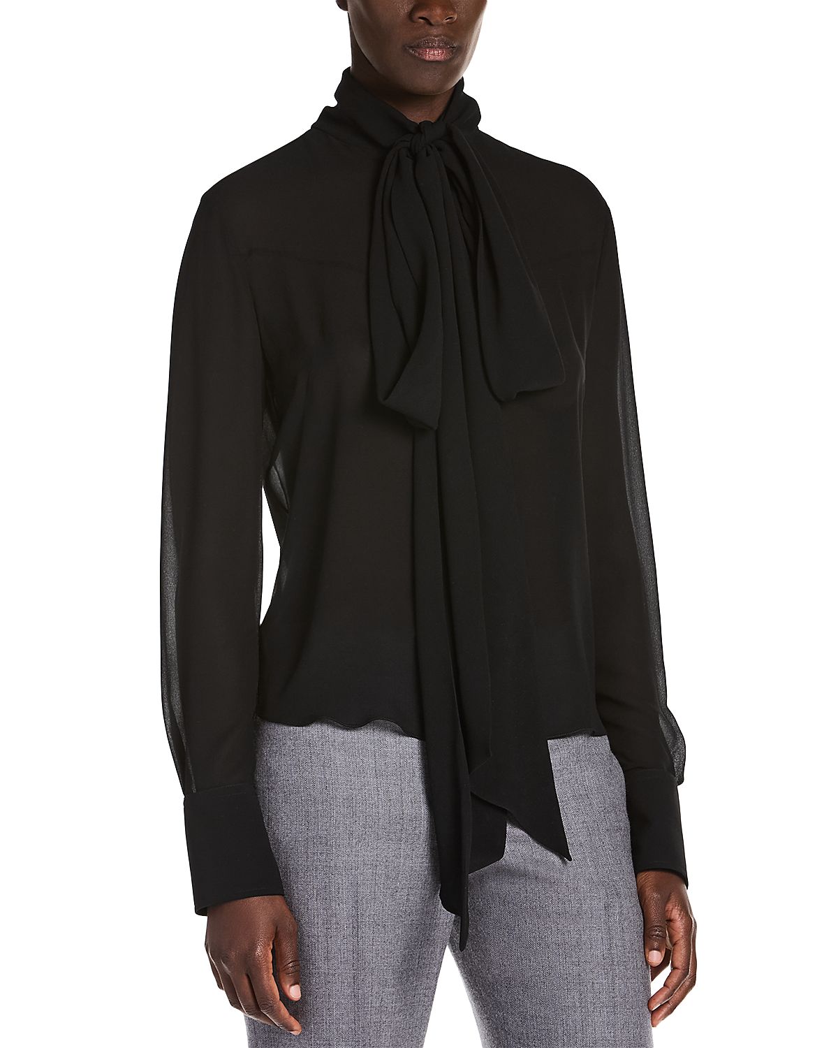 McQueen Tie Neck Silk Shirt