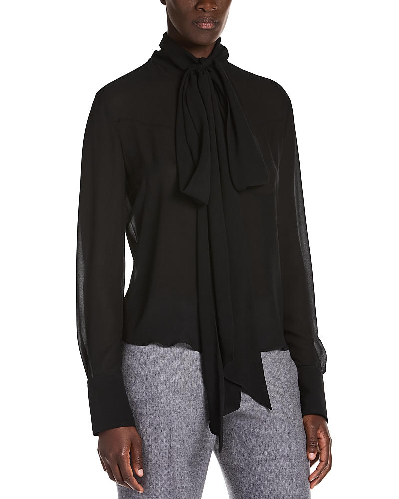 McQueen Tie Neck Silk Shirt