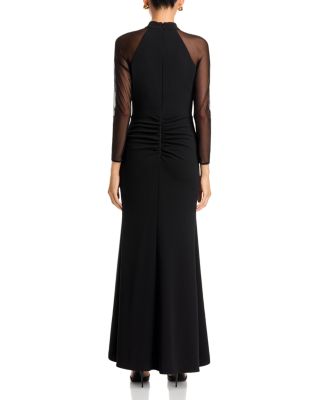 Mock Neck Mesh Sleeve Gown - Exclusive - thumbnail 4