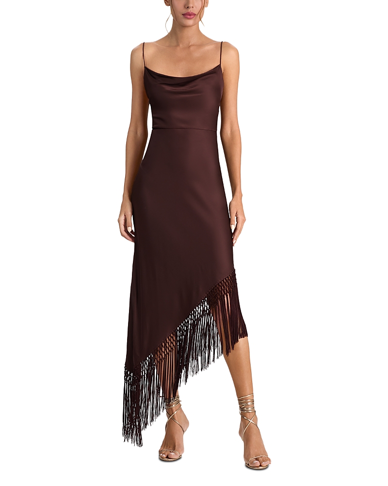 Alice and Olivia Harmony Fringe Trim Slip Dress