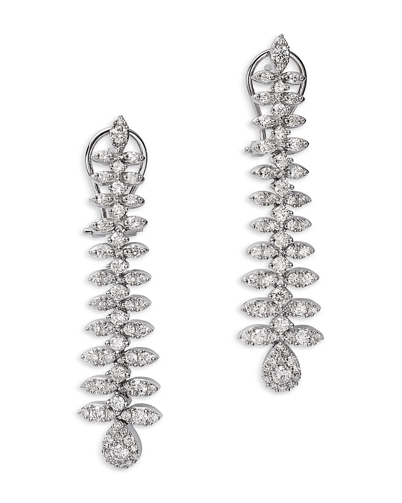 Bloomingdale's Fine Collection Diamond Floral Drop Earrings in 14K White Gold, 2.0 tcw · NO SIZE