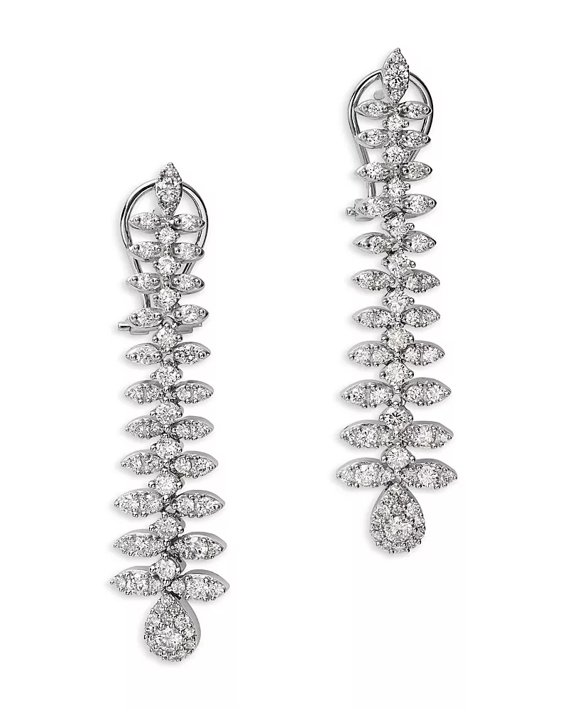 Bloomingdale's Fine Collection Diamond Floral Drop Earrings in 14K White Gold, 2.0 tcw