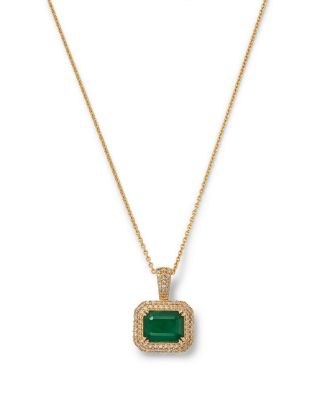 Diamond & Emerald Necklace in 14K Yellow Gold, 18"