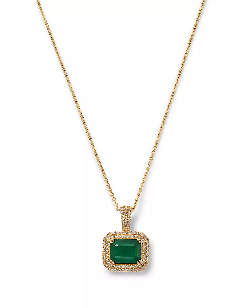 Bloomingdale's Fine Collection Diamond & Emerald Necklace in 14K Yellow Gold, 18