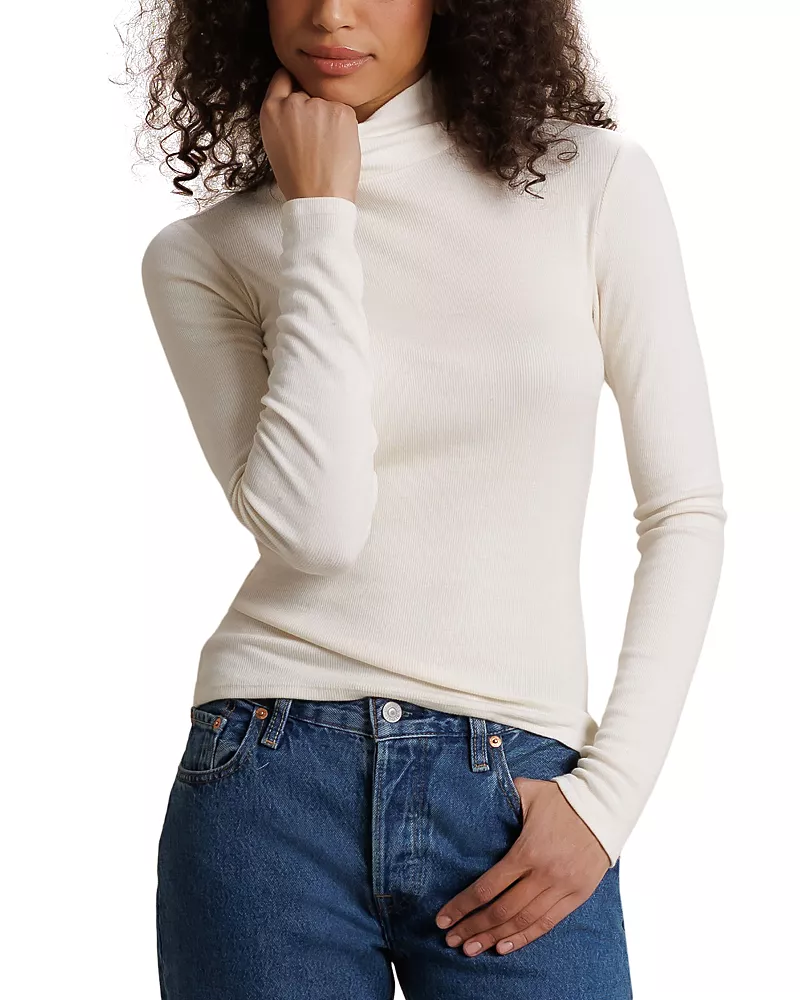 perfectwhitetee Tati Micro Modal Cashmere Rib Turtleneck