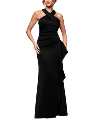 Scuba Ruffle Halter Gown - Exclusive