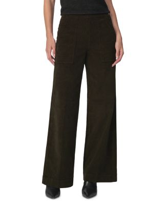 The Corduroy High Rise Side Zip Wide Leg Jeans in Bronze Brown