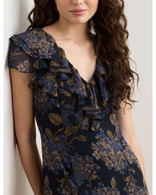 Floral Ruffle-Trim Georgette Gown - thumbnail 6
