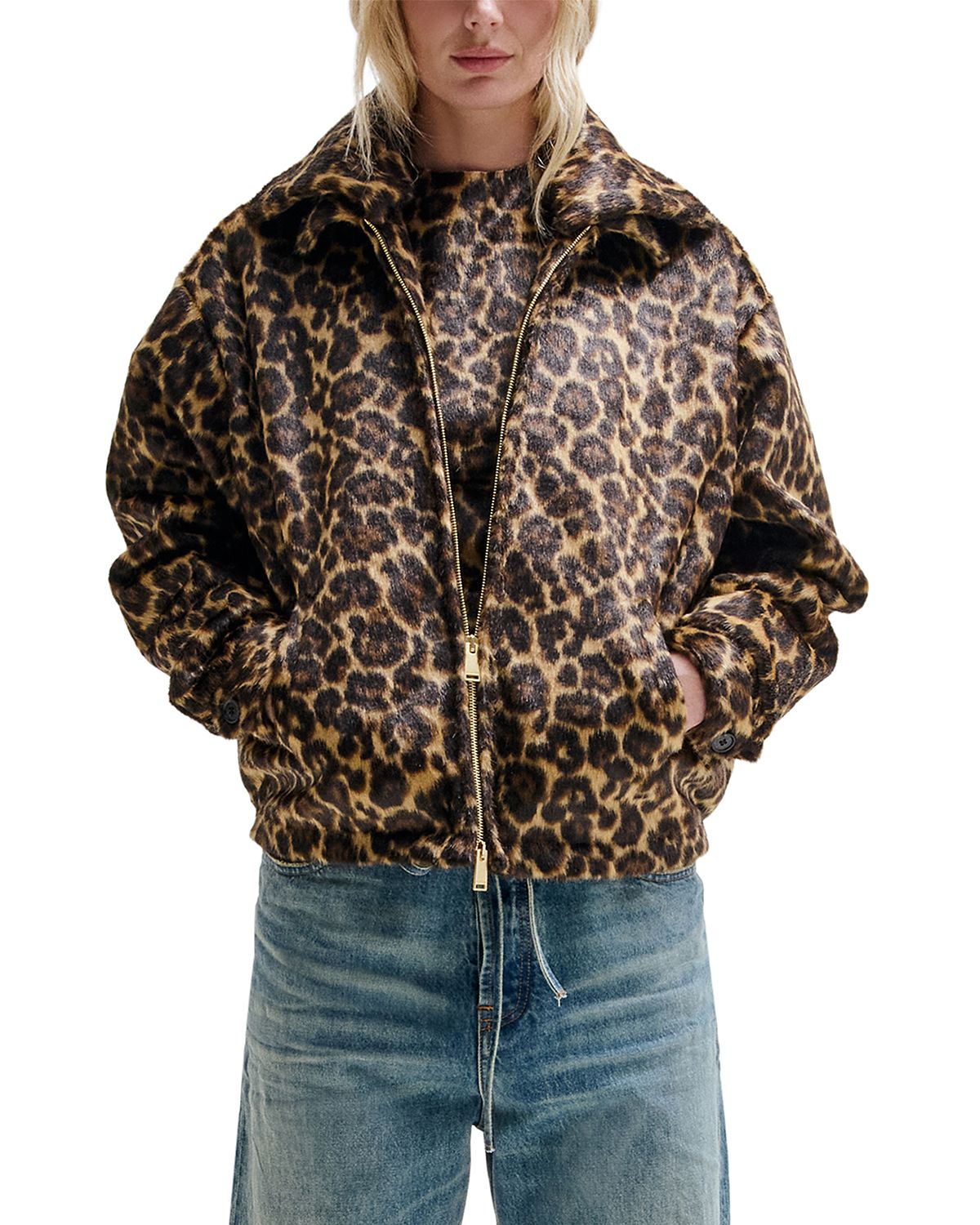 Darkpark Leopard Print Faux Fur Jacket