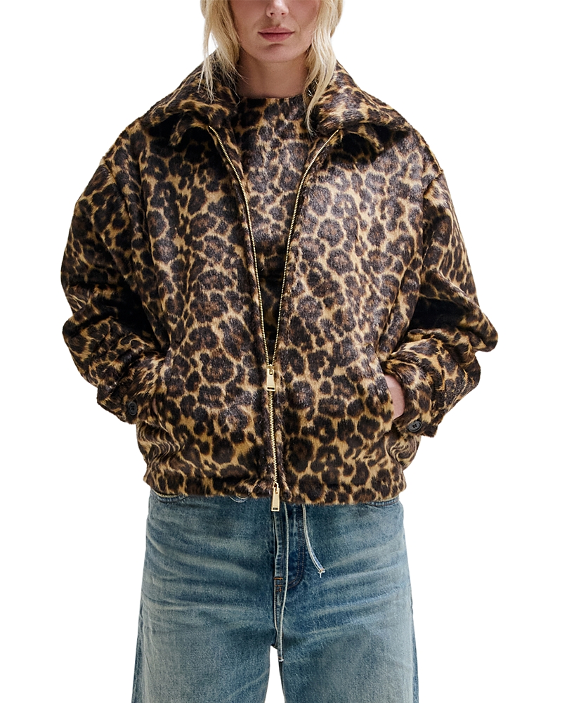 Darkpark Leopard Print Faux Fur Jacket