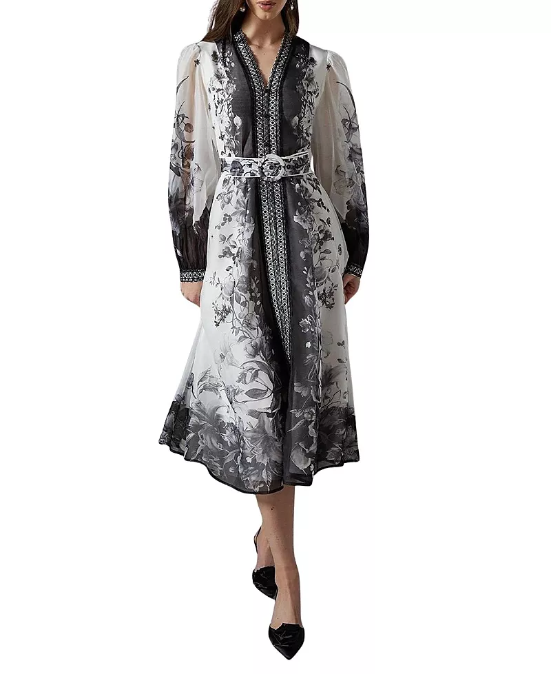 Coast Printed Organza Shirt Dress