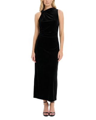 Velvet Knot Shoulder Midi Dress