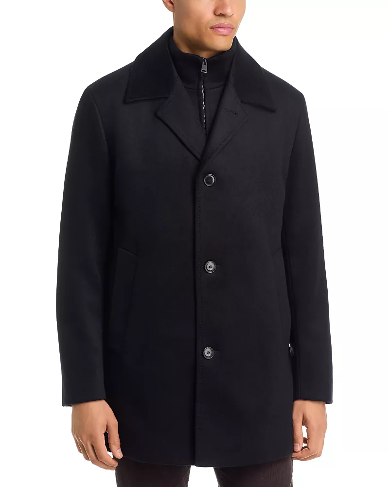 Boss Clark Wool & Cashmere 3-in-1 Carcoat with Removable Vest