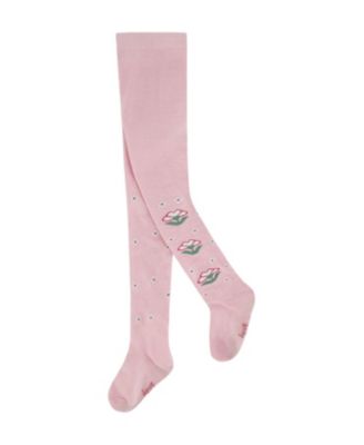 Girls' Floral Motif Ribbed Waistband Knit Tights - Little Kid, Big Kid