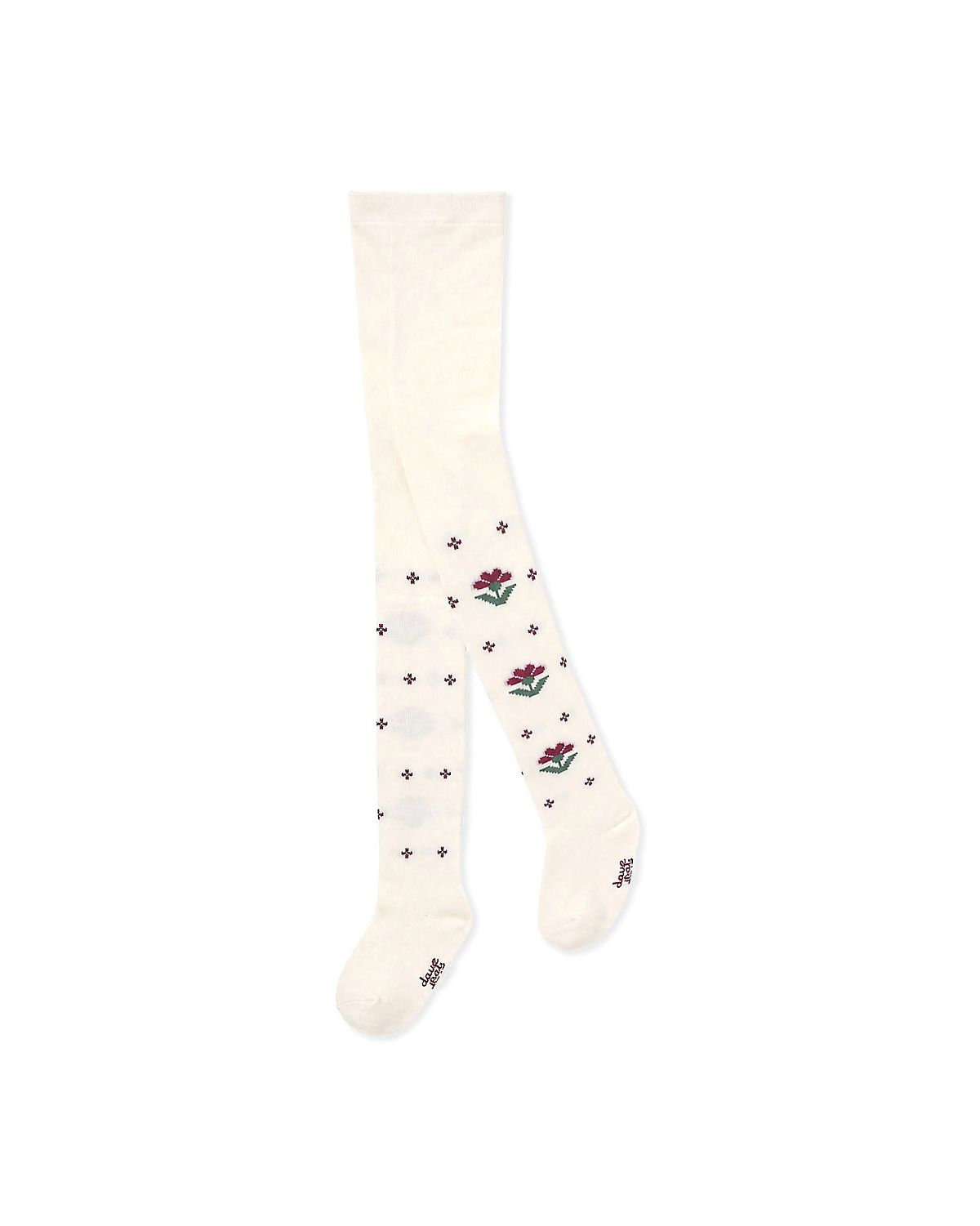 Deux par Deux Girls' Floral Motif Ribbed Waistband Knit Tights - Little Kid, Big Kid