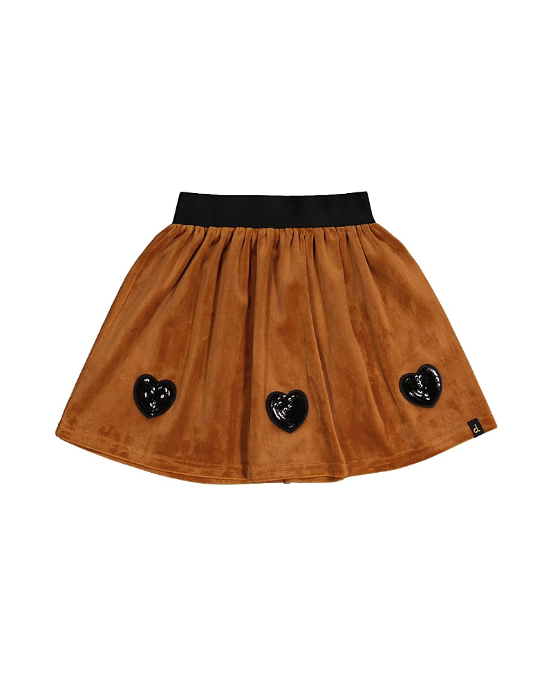 Deux par Deux Girls' Velvet Shimmer Heart Sequin Elastic Waist Skirt - Big Kid