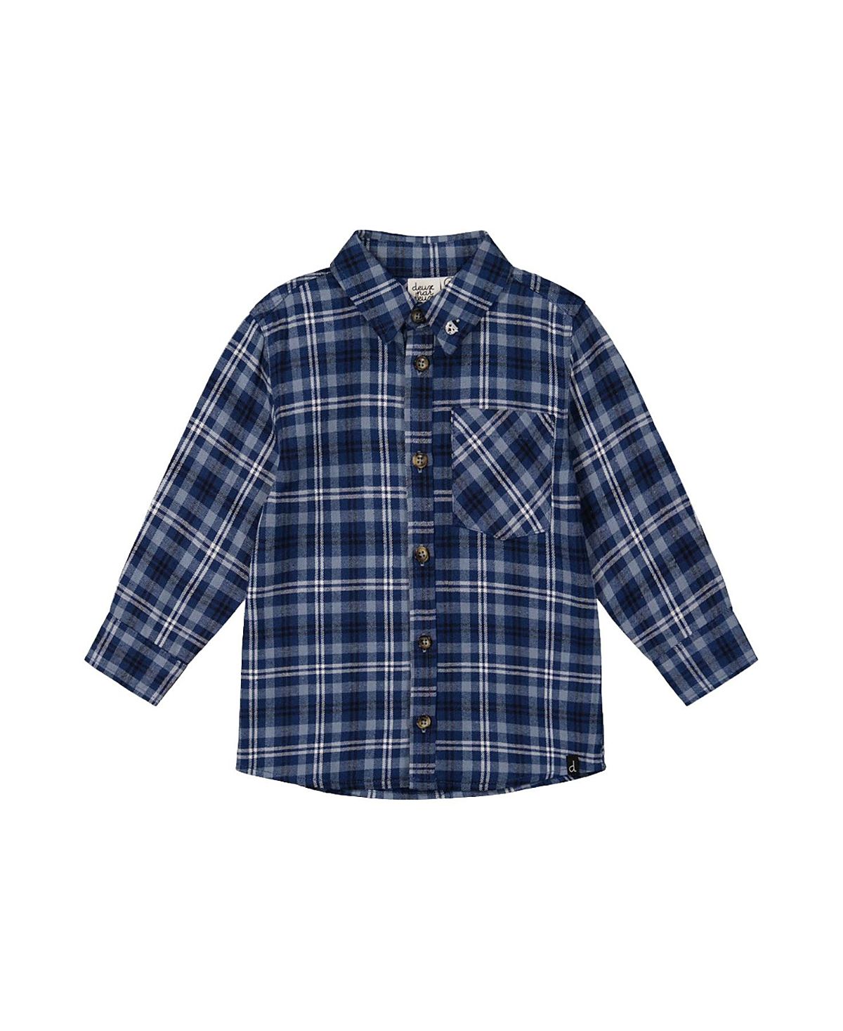 Deux par Deux Boys' Plaid Button Front Chest Pocket Shirt - Little Kid