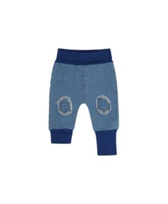 Unisex French Terry Denim Knee Patch Foldover Waist Evolutive Pants - Baby