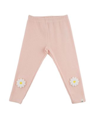 Girls' Ribbed Leggings with Chenille Daisy Patch - Baby, Little Kid