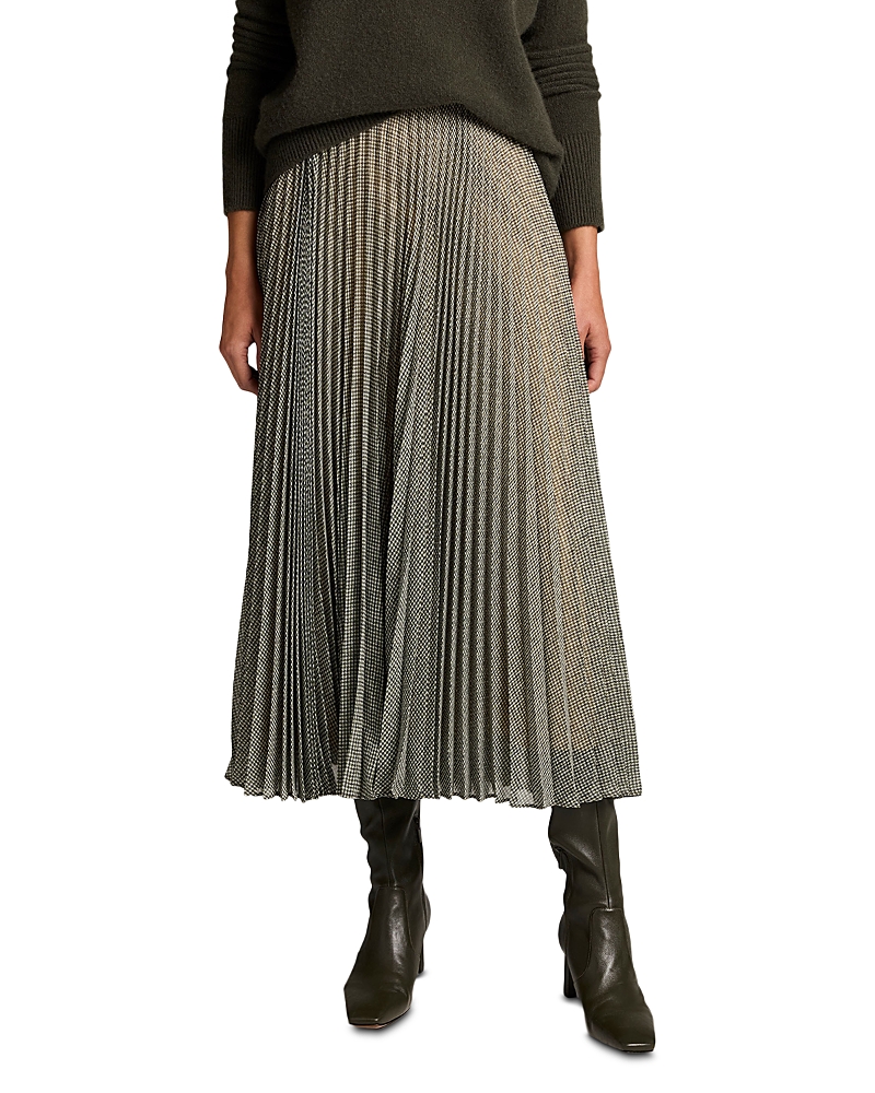 Vince Sheer Houndstooth Pleated PullOnSkirt
