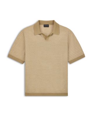 Geometric Jacquard Knit Wool Polo Shirt
