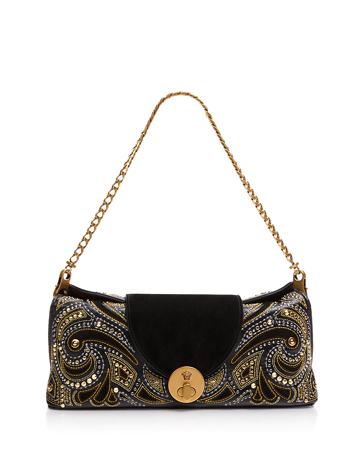 Versace Small Studded Printed Leather Clutch