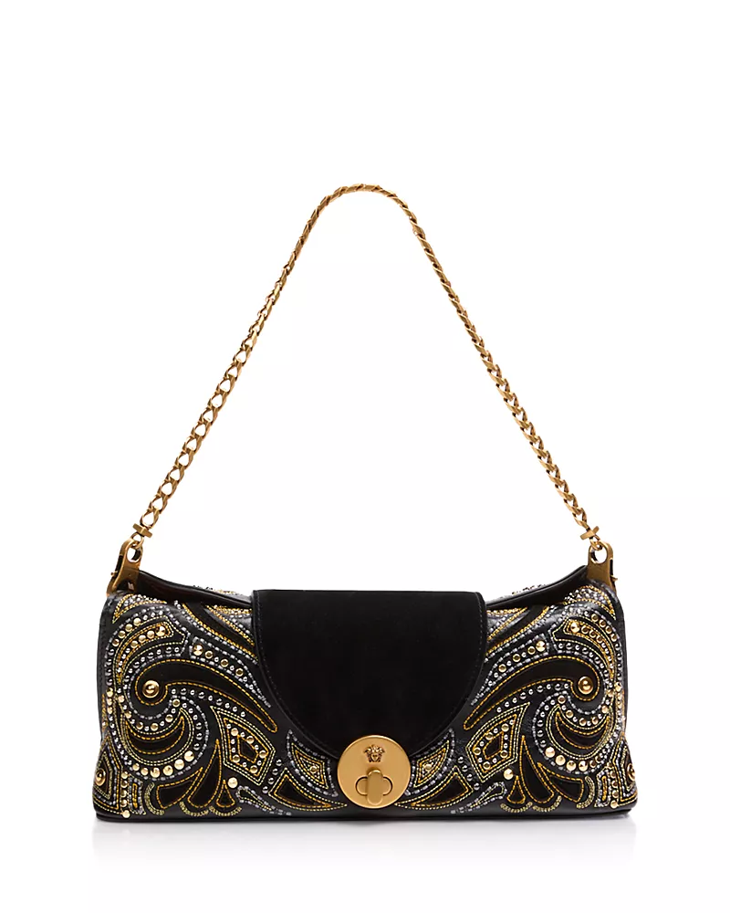 Versace Small Studded Printed Leather Clutch