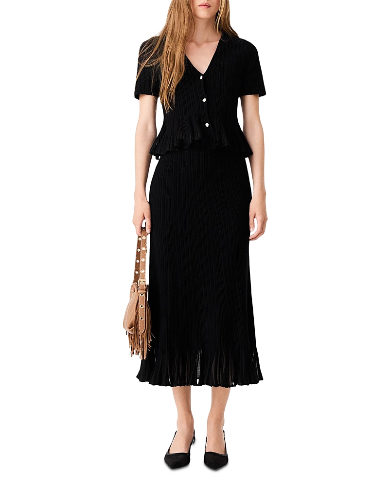 Maje Jorga Pleated Knit Skirt