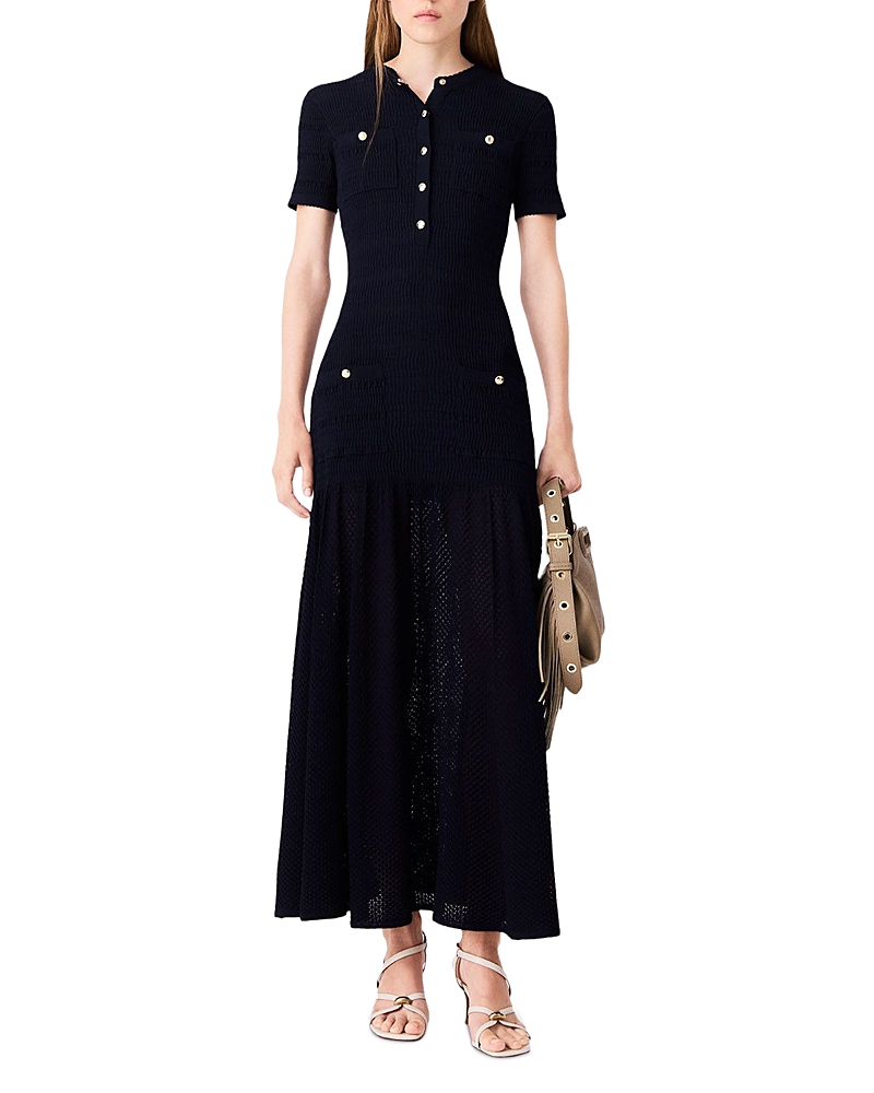 Maje Flora Mixed Knit Maxi Dress