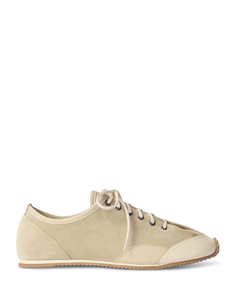 Lemaire Men's Gummy Grip Suede & Leather Sneakers in Kraft Beige