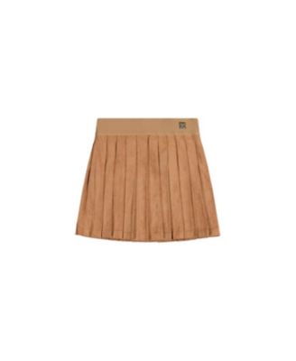 Girls' Suede Knife Pleat Elastic Waistband Skirt - Little Kid