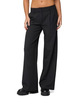  Pinstripe Tailored Straight Leg Pants