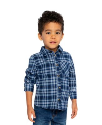 Boys' Plaid Button Front Chest Pocket Shirt - Baby