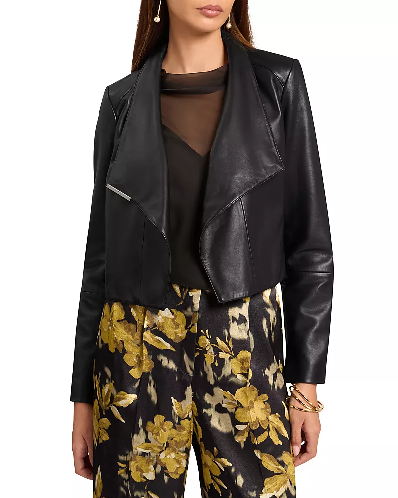 Ted Baker Riyoze Leather Cropped Wrap Jacket