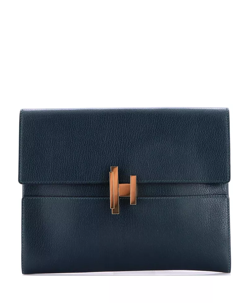 Pre-Owned HERMES Cinhetic Clutch Chevre Chamkila